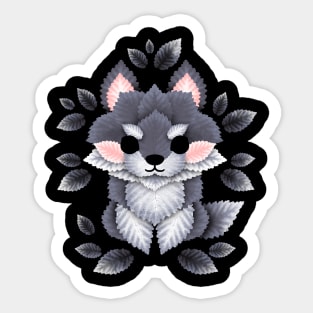 little wolf of leaves Sticker